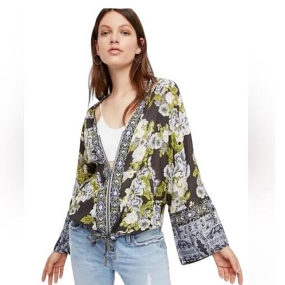 Free People Wildflower Jacket Kimono S Cinched Zip Oversized